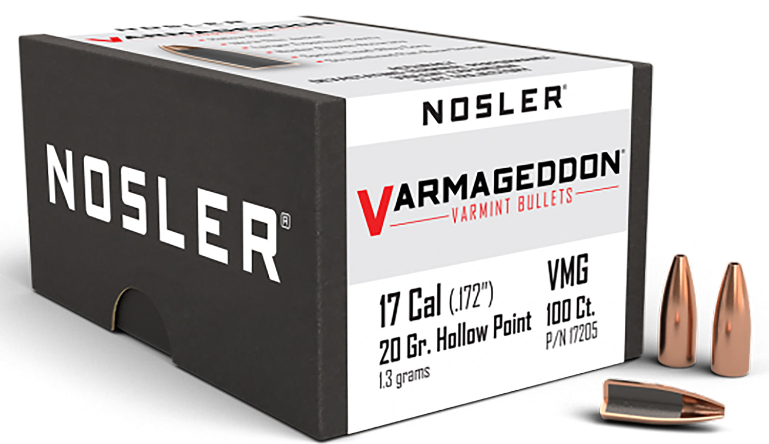 Nosler 17205 Varmageddon .17 Cal 20 Grain Flat Base HP Bullets 100/Box