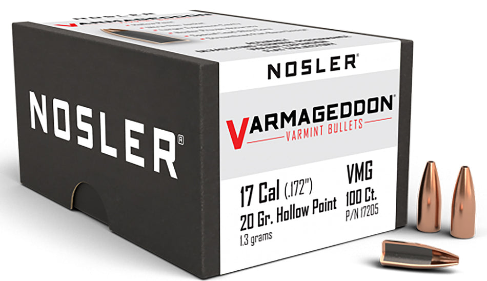 Nosler 17205 Varmageddon .17 Cal 20 Grain Flat Base HP Bullets 100/Box