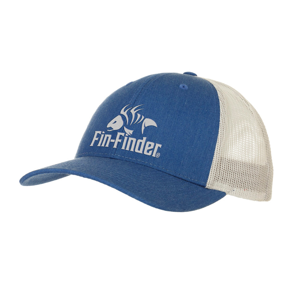 Fin Finder Logo Trucker Hat Heathered Royal/Light Grey