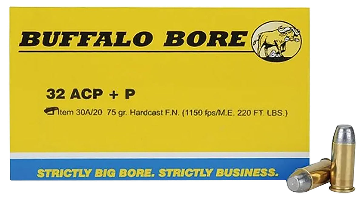 Buffalo Bore .32 ACP Personal Defense 75 grain Hard Cast Flat Nose ammunition