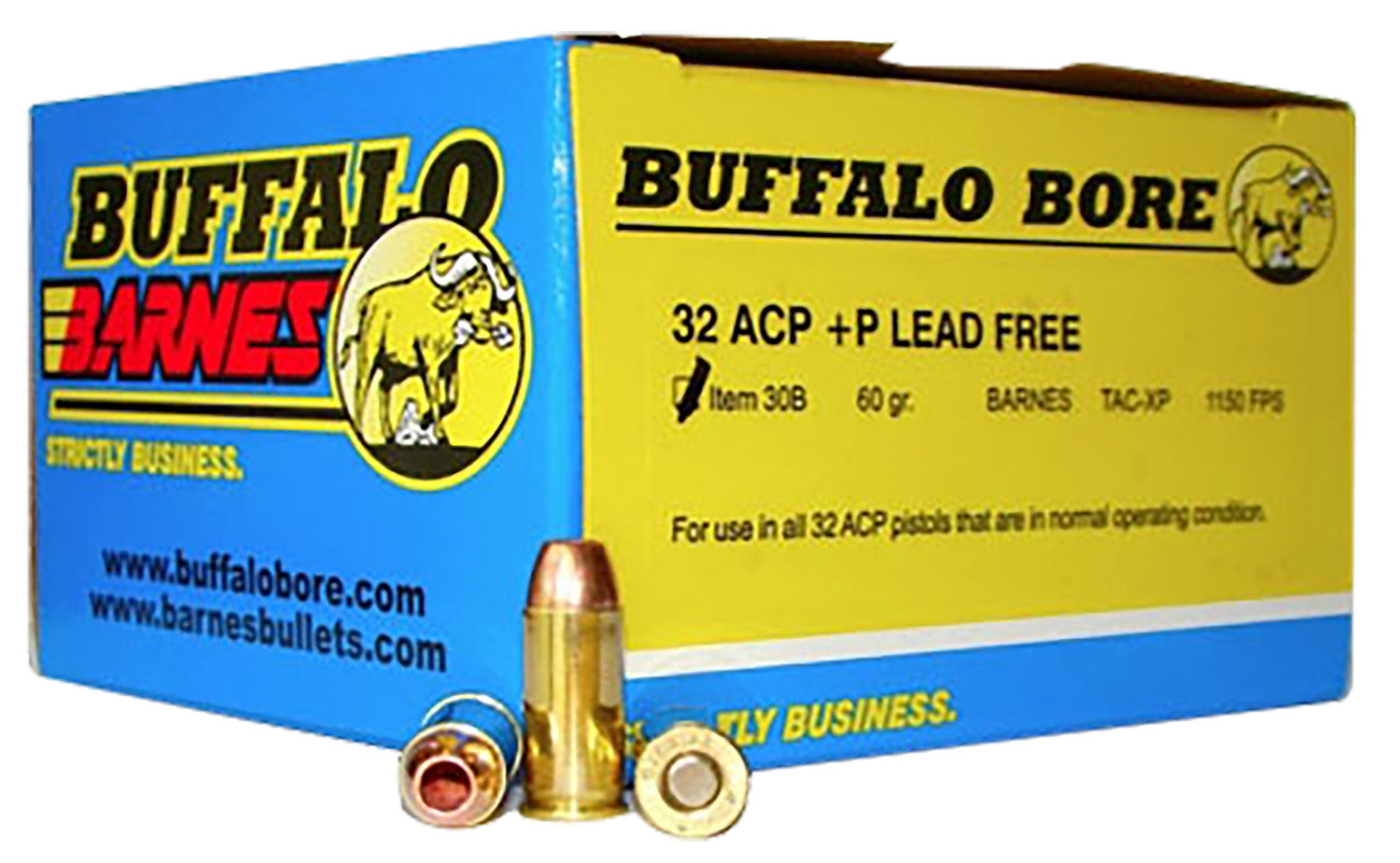 Buffalo Bore .32 ACP +P 60 grain Barnes TAC-XP Lead Free ammunition