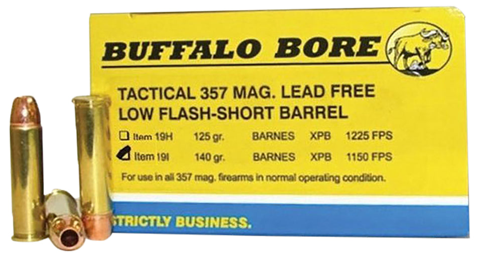 Buffalo Bore .357 Magnum BUFFALO-BARNES LEAD-FREE Tactical 140 grain Barnes VOR-TX XPB Lead-Free ammunition