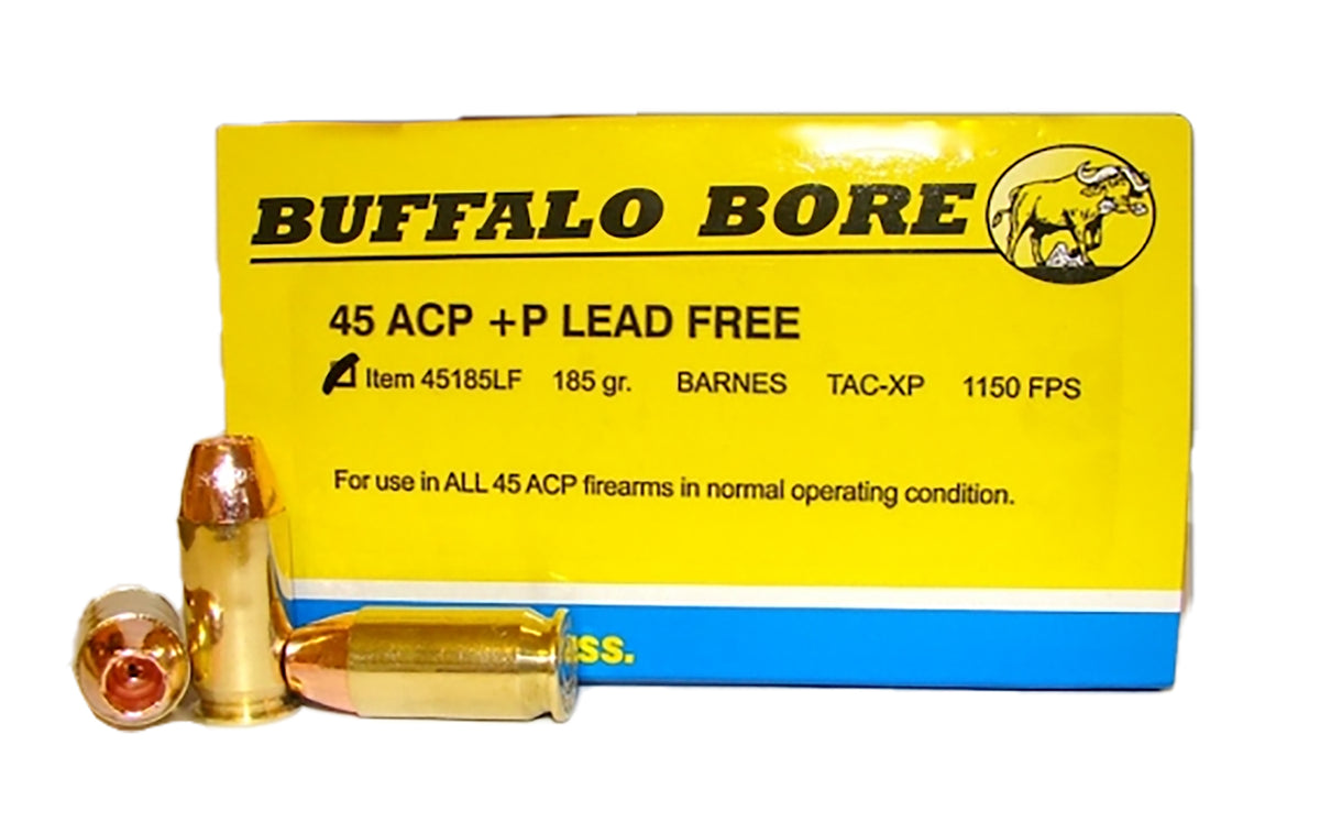 Buffalo Bore .45 ACP/Auto +P 185 grain Barnes TAC-XP Lead Free ammunition