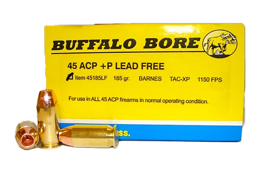 Buffalo Bore .45 ACP/Auto +P 185 grain Barnes TAC-XP Lead Free ammunition