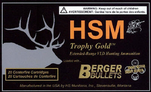 HSM .338 RUM Trophy Gold 300 grain Berger Hybrid Tactical Open Tip Match ammunition