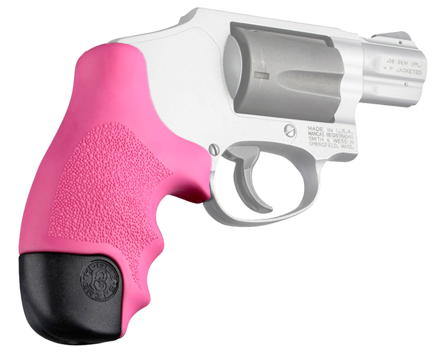 Hogue 60027 Pink Cobblestone Rubber Tamer Grip with Finger Grooves for S&W Centennial Round Butt Bodyguard
