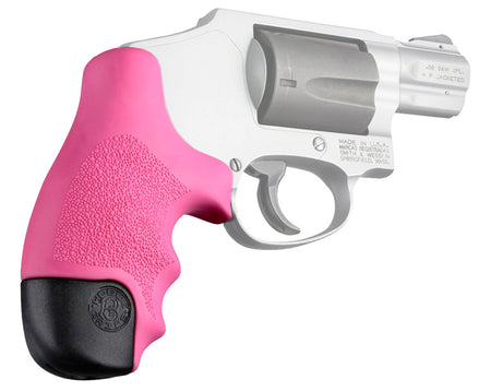 Hogue 60027 Pink Cobblestone Rubber Tamer Grip with Finger Grooves for S&W Centennial Round Butt Bodyguard