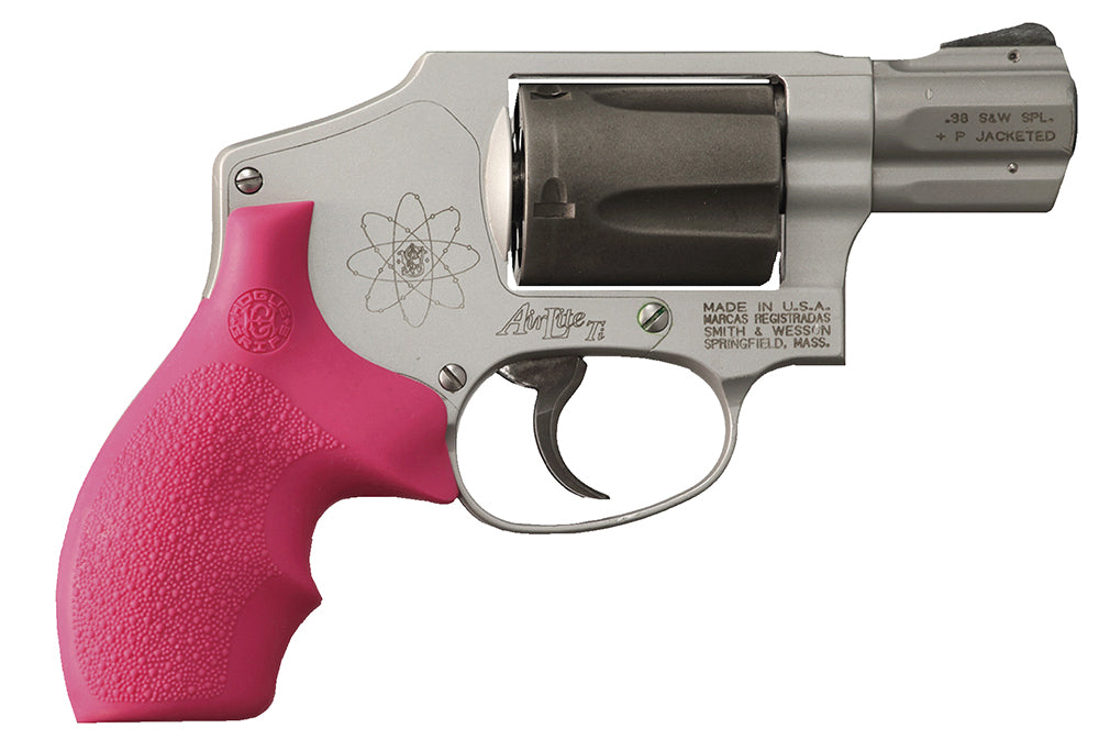 Hogue 61007 Pink Cobblestone Rubber Bantam Grip Finger Grooves for S&W J Frame Round Butt