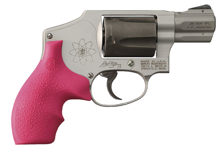 Hogue 61007 Pink Cobblestone Rubber Bantam Grip Finger Grooves for S&W J Frame Round Butt
