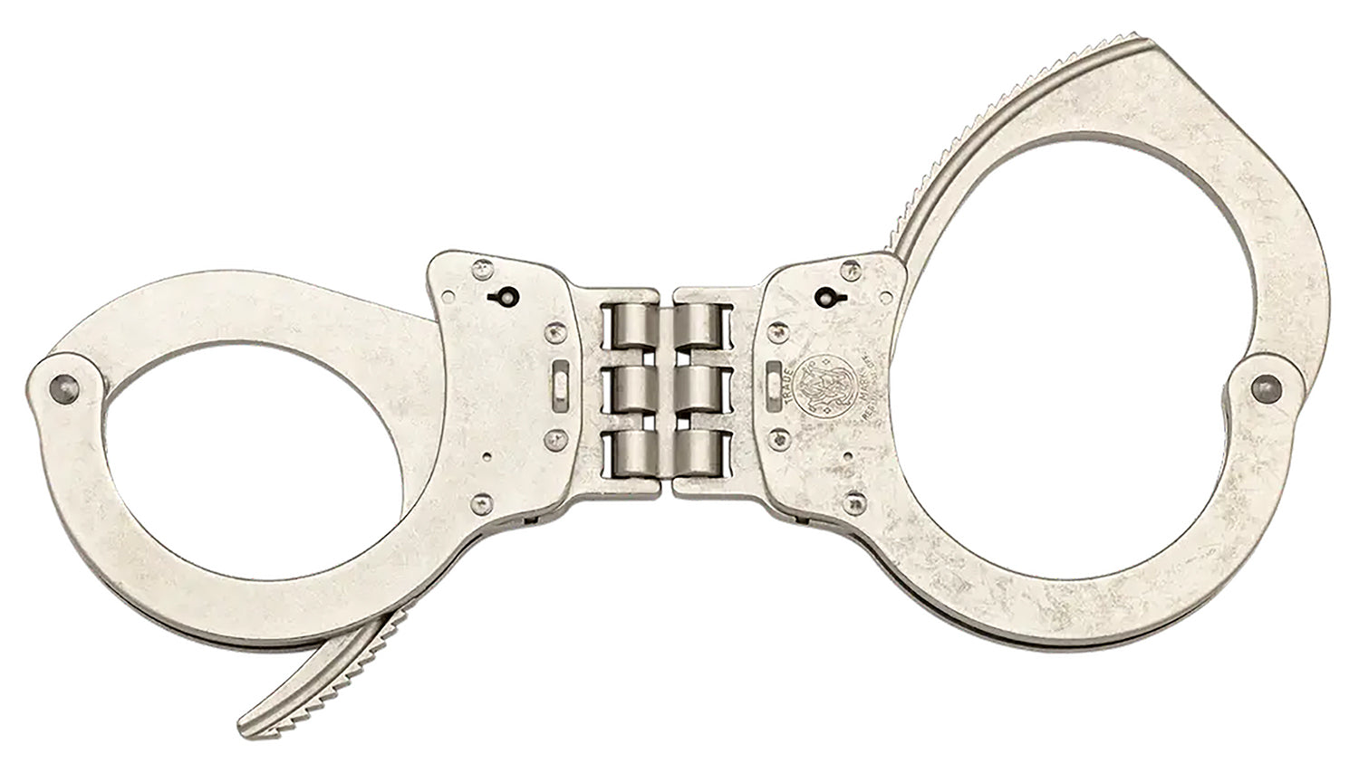 Smith & Wesson Model 1H-1 Hinged Satin Nickel Carbon Steel Adjustable Handcuffs