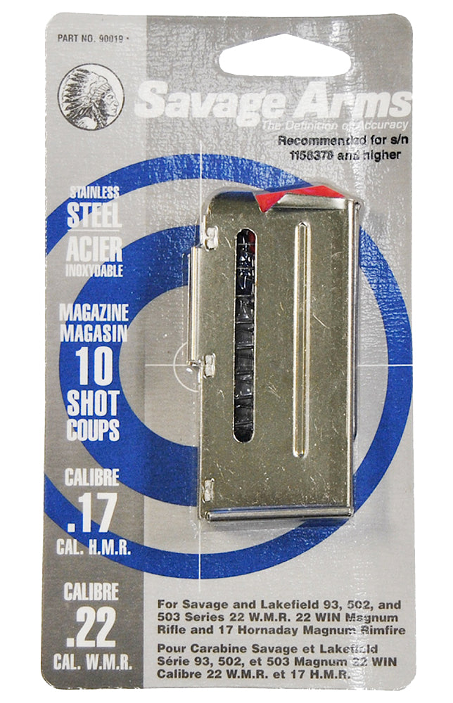 Savage Arms 90019 Stainless 10-Round Magazine for 93 Series 17 HMR/22 WMR