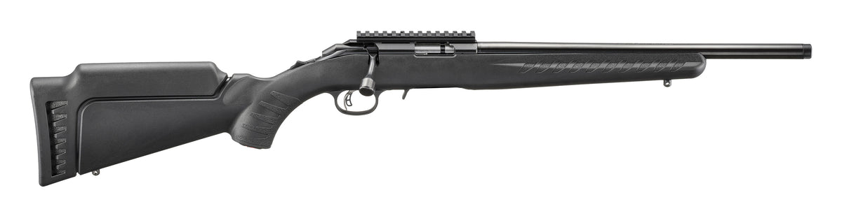 Ruger American 22 WMR 9+1 16.10" Satin Blued Threaded Barrel, Satin Blued Alloy Steel Receiver w/Picatinny Rail, Black Adj LOP Synthetic Stock