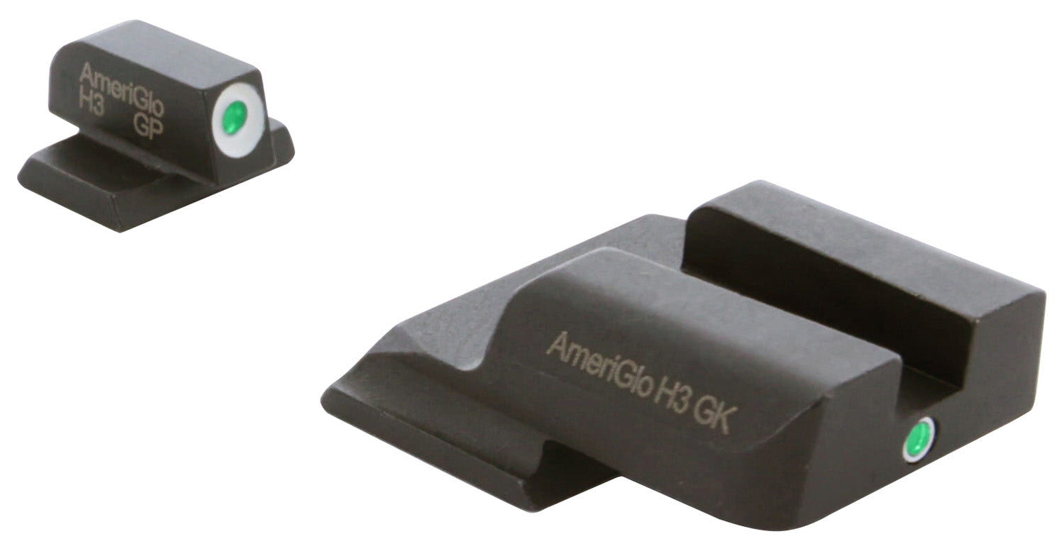 AmeriGlo SW141 i-Dot Green Tritium Night Sights for S&W M&P Shield - White Outline Front