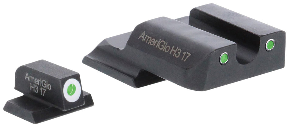 AmeriGlo SW145 Classic Tritium Front & Rear Sight Set for S&W M&P Shield White Outline
