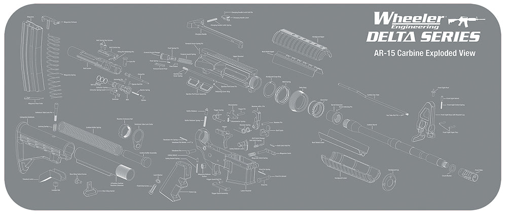 Wheeler 156824 Delta Series AR-15 Neoprene Work Mat 20x47 Inch Exploded Parts Diagram