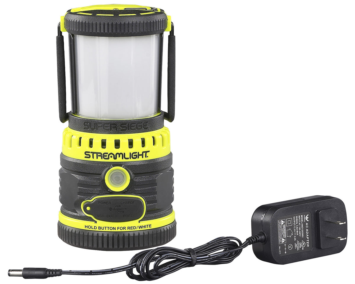 Streamlight 44945 Super Siege Black Yellow Lantern 1100 Lumen White LED NV Red USB Charging