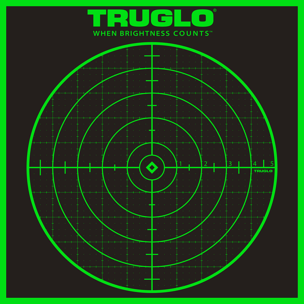 TruGlo Tru-See Grid Self-Adhesive Heavy Paper Black and Green Bullseye Shooting Target 12"x12" 6 Pack