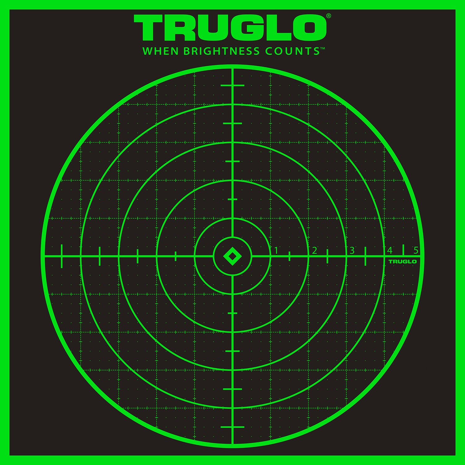 TruGlo Tru-See Grid Self-Adhesive Heavy Paper Black and Green Bullseye Shooting Target 12"x12" 6 Pack