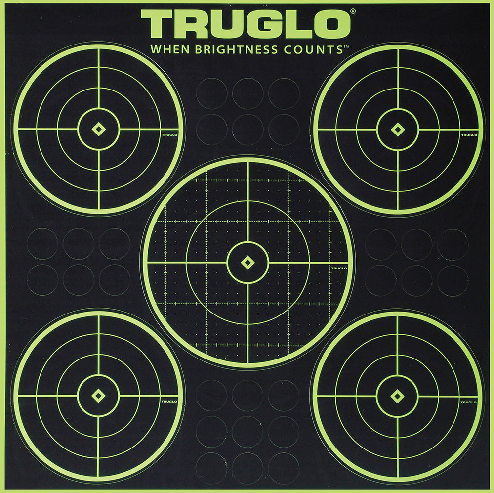 TruGlo TG11A6 Tru-See 5-Bull Self-Adhesive Shooting Target Black/Green 12x12 Inch 6 Pack
