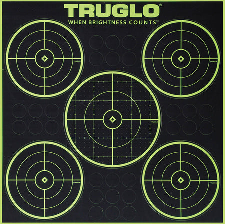 TruGlo TG11A6 Tru-See 5-Bull Self-Adhesive Shooting Target Black/Green 12x12 Inch 6 Pack