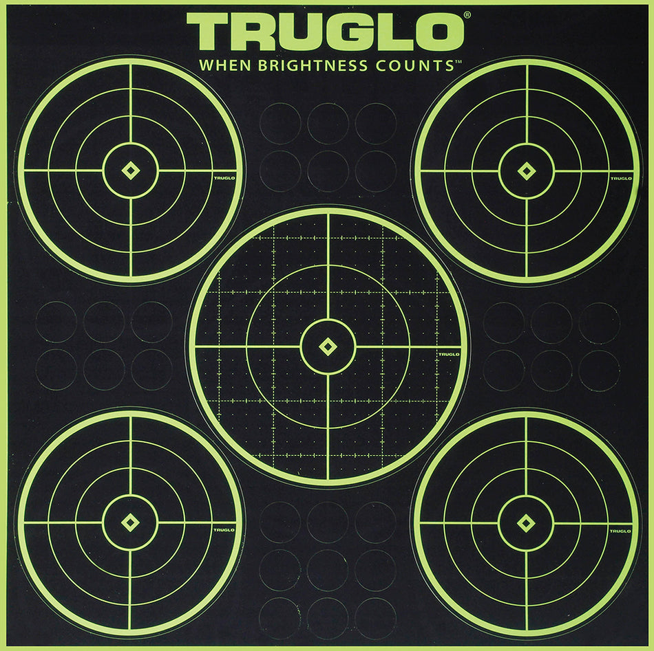 TruGlo TG11A6 Tru-See 5-Bull Self-Adhesive Shooting Target Black/Green 12x12 Inch 6 Pack