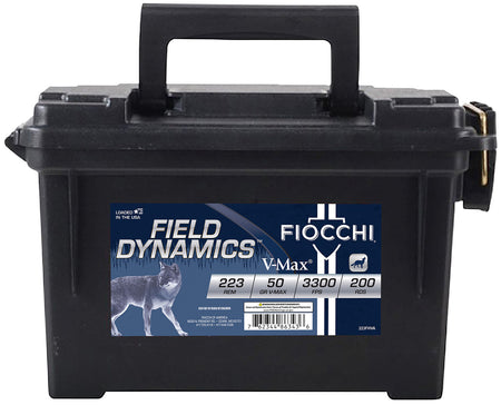 Fiocchi .223 Remington Field Dynamics 50 grain Hornady V-Max ammunition