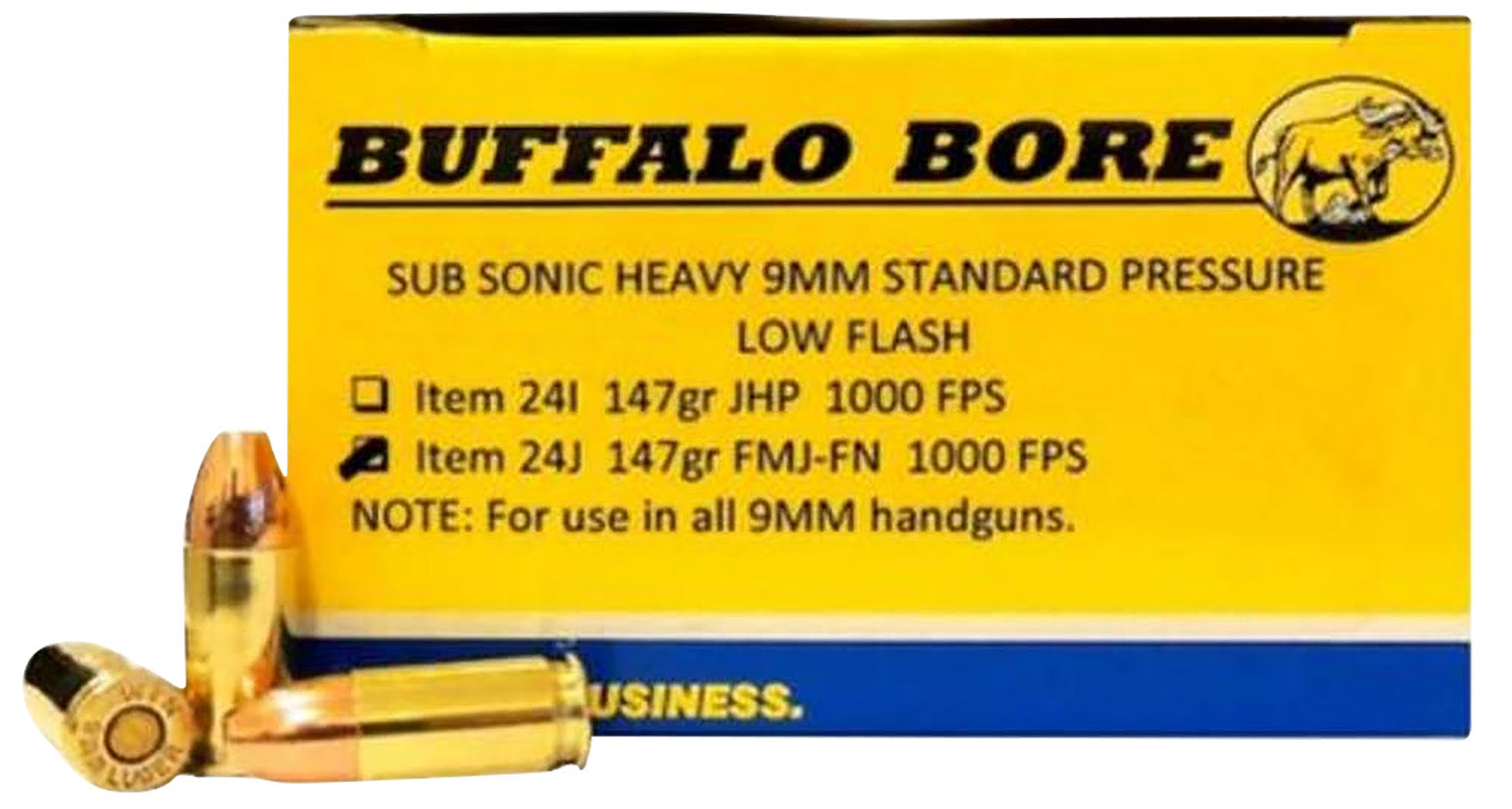 Buffalo Bore 9mm Luger / Parabellum Subsonic 147 grain Full Metal Jacket Flat Nose ammunition