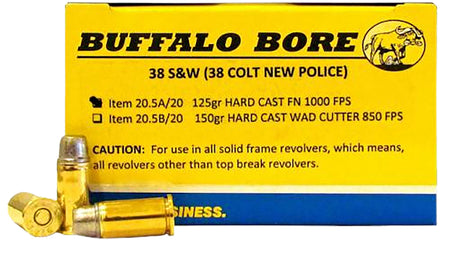 Buffalo Bore .38 S&W Short Personal Defense 125 grain Hard Cast Flat Nose ammunition