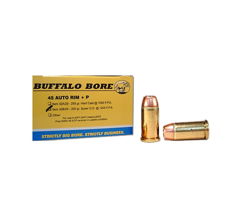 Buffalo Bore .45 Auto Rim Personal Defense +P 200 grain Jacketed Hollow Point ammunition