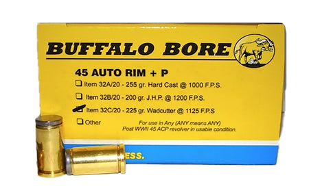Buffalo Bore .45 Auto Rim Personal Defense +P 225 grain Wadcutter ammunition