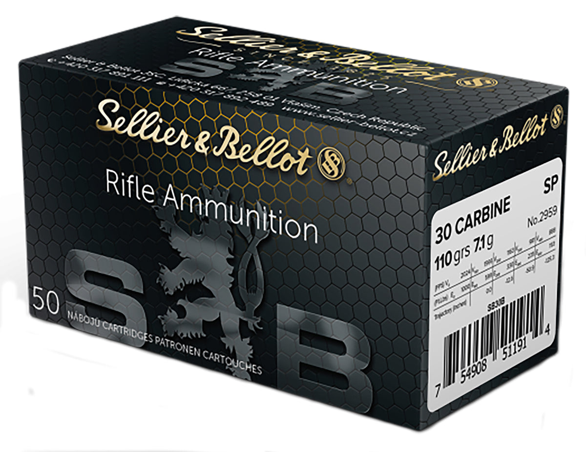 Sellier and Bellot .30 Carbine Rifle 110 grain Soft Point ammunition
