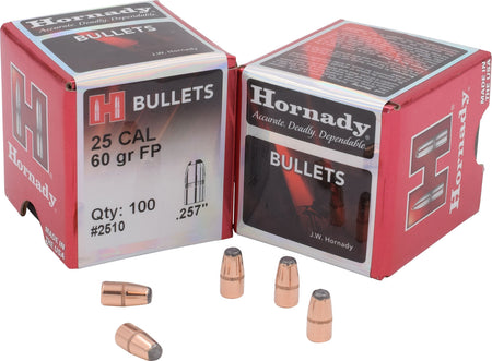 Hornady 2510 Traditional Varmint .257 60 Grain Flat Point Reloading Bullets 100-Count