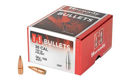 Hornady 3037 Traditional .308 150 Grain FMJ-BT Reloading Bullets 100-Count