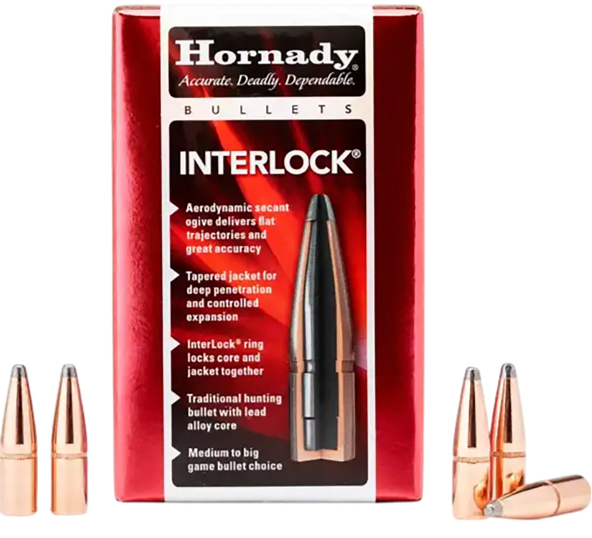 Hornady 3040 InterLock .308 165gr Soft Point Reloading Bullets 100/Box