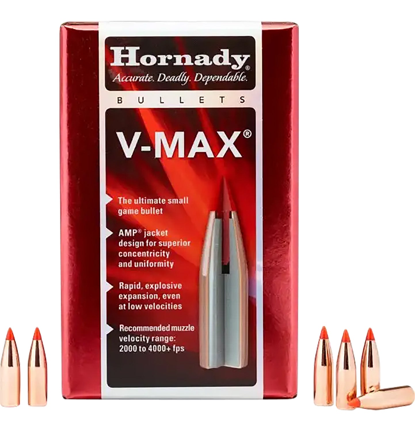 Hornady 22601 V-Max .264 95 Grain Reloading Bullets 100 Per Box