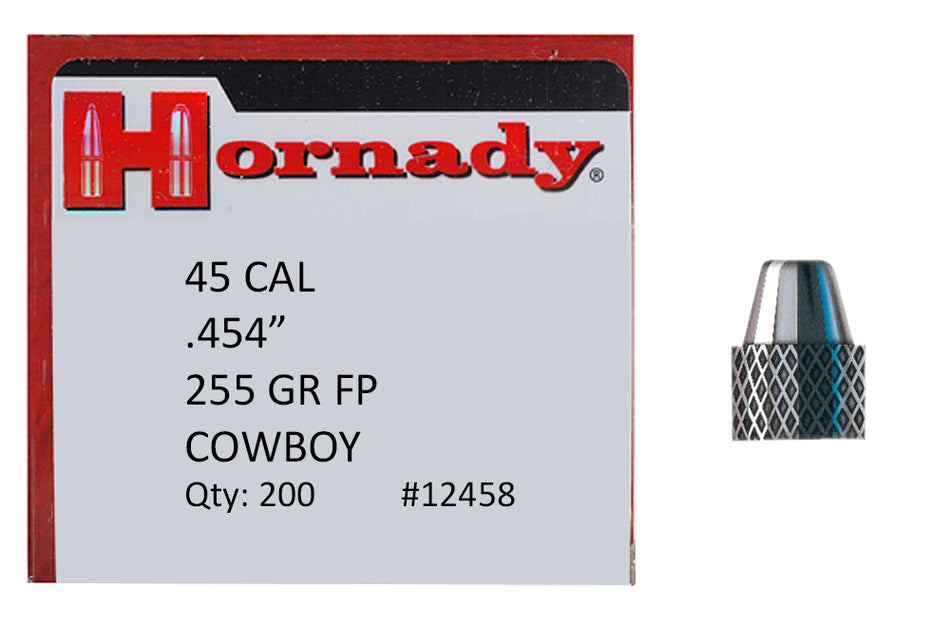 Hornady 12458 Frontier .454 255 Grain Cowboy Flat Point Lead Bullets 200 Per Box