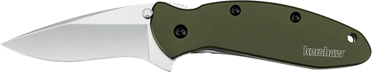 Kershaw 1620OL Scallion Folding Knife 2.40" Plain Drop Point 420HC SS Blade Olive Drab Aluminum Handle Includes Clip
