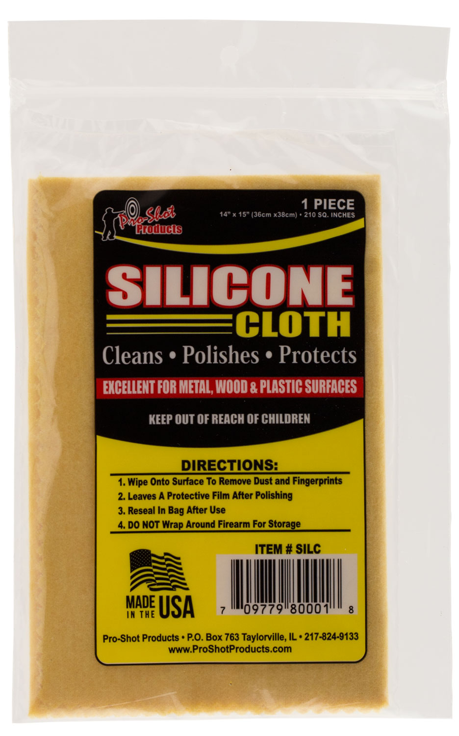 Pro-Shot SILC Silicone Cloth Firearm Cleaner 14"x15" Cotton