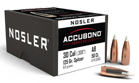 Nosler 52165 AccuBond .30 Cal 125 Grain Spitzer Point Bullets 50/Box