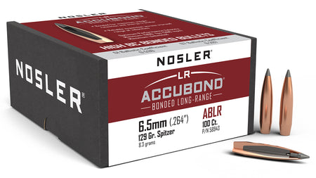 Nosler 58943 AccuBond LR 6.5 Creedmoor 129 Grain Spitzer Point Bullets 100/Box