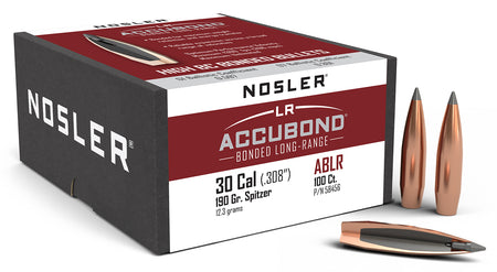 Nosler 58456 AccuBond LR 30 Caliber 190 Grain Spitzer Point Bullets 100/Box