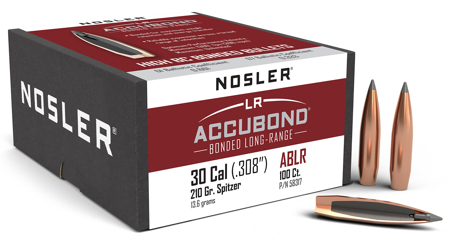 Nosler 58317 AccuBond LR 30 Caliber 210 Grain Spitzer Point Bullets 100/Box