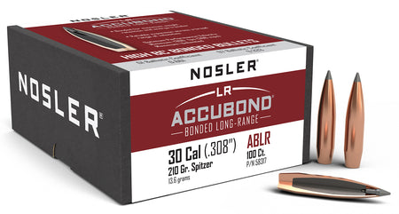 Nosler 58317 AccuBond LR 30 Caliber 210 Grain Spitzer Point Bullets 100/Box