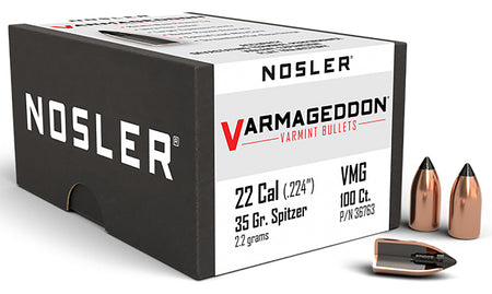 Nosler 36763 Varmageddon .22 Caliber 35 Grain Flat Base Tipped Bullets 100/Box