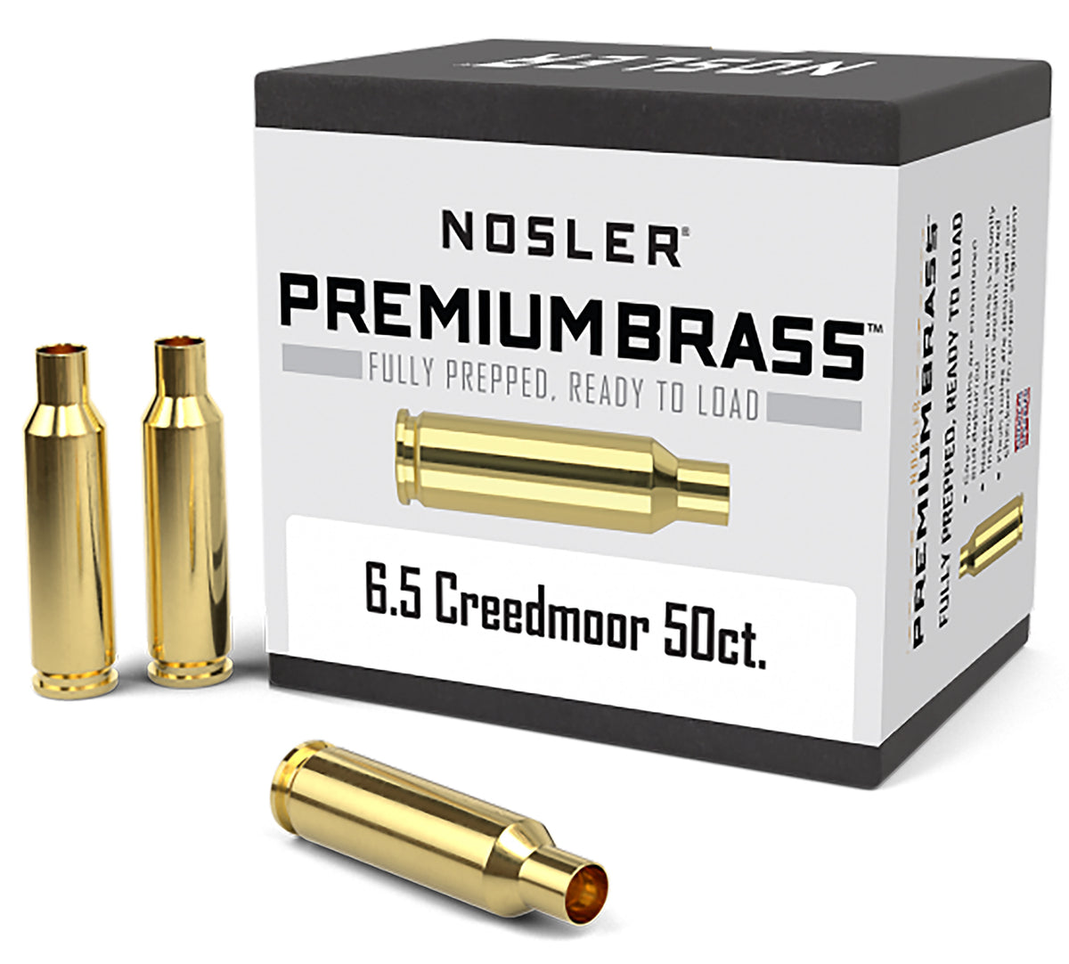 Nosler 44824 Unprimed Premium Brass Cases 6.5 Creedmoor 50-Count
