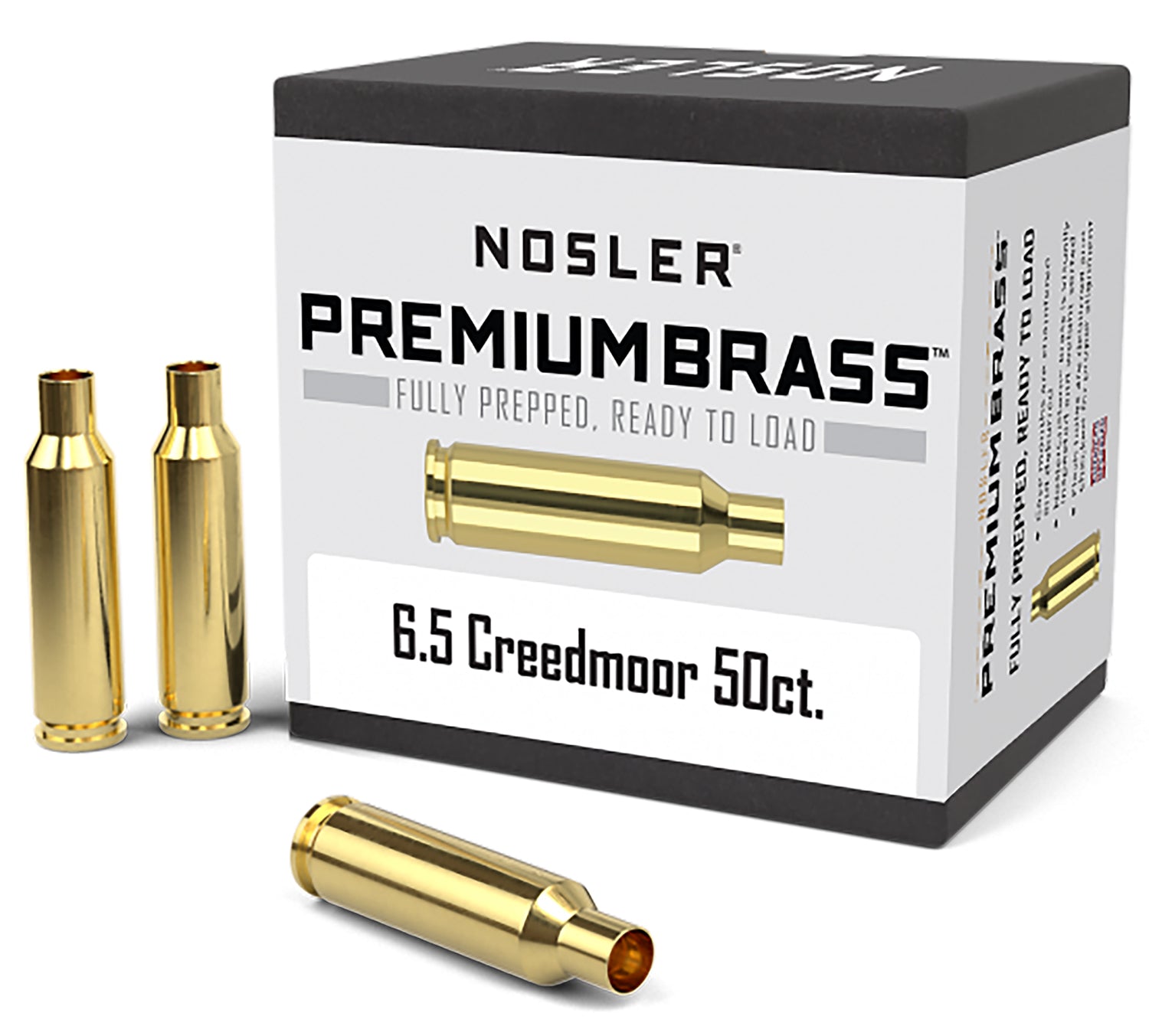 Nosler 44824 Unprimed Premium Brass Cases 6.5 Creedmoor 50-Count