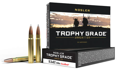 Nosler 9.3x62mm Mauser Trophy Grade 250 grain Nosler AccuBond ammunition