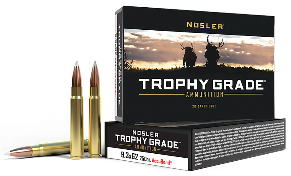 Nosler 9.3x62mm Mauser Trophy Grade 250 grain Nosler AccuBond ammunition