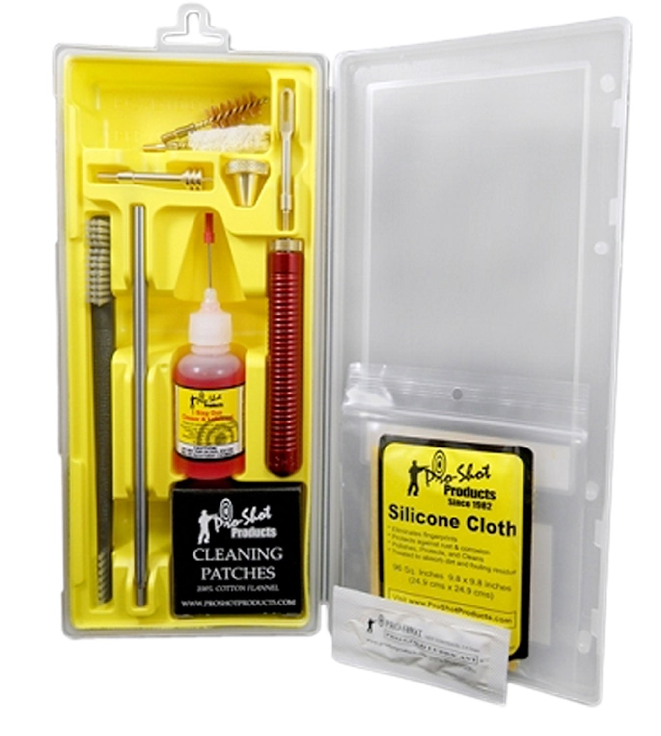 Pro-Shot Classic Box Kit .45 Cal Handgun Cleaning Set with Yellow Case