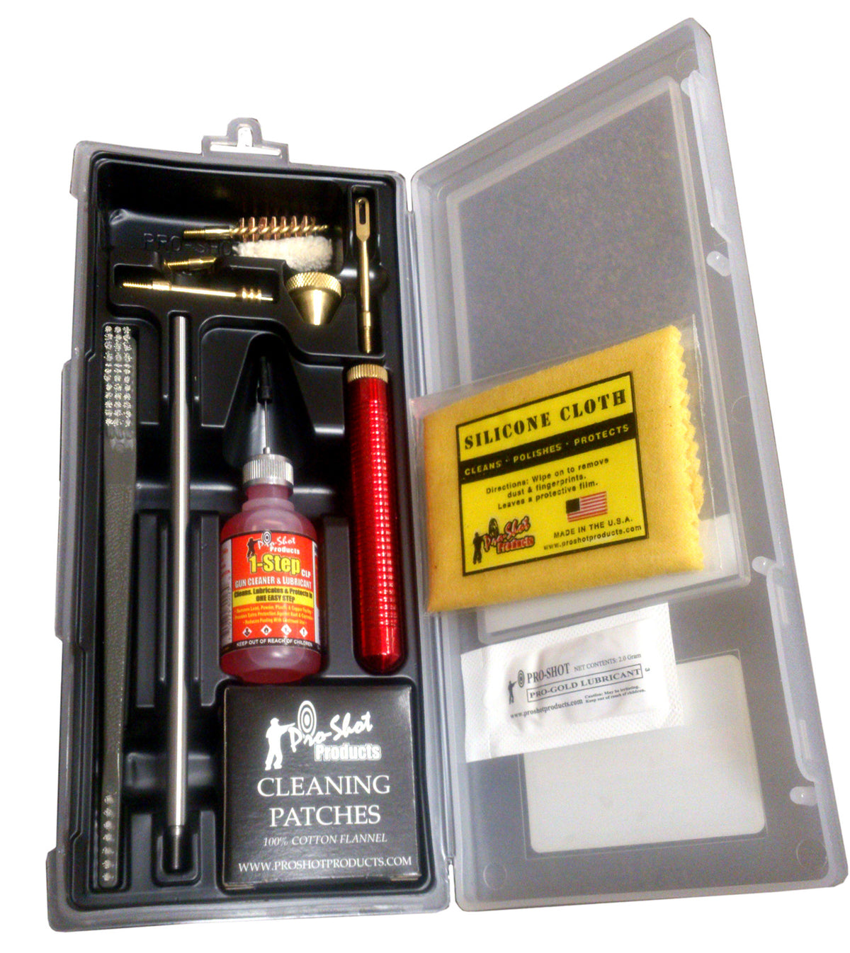 Pro-Shot Classic Box Kit .38 .357 9mm Handgun Cleaning Set Yellow Plastic Case
